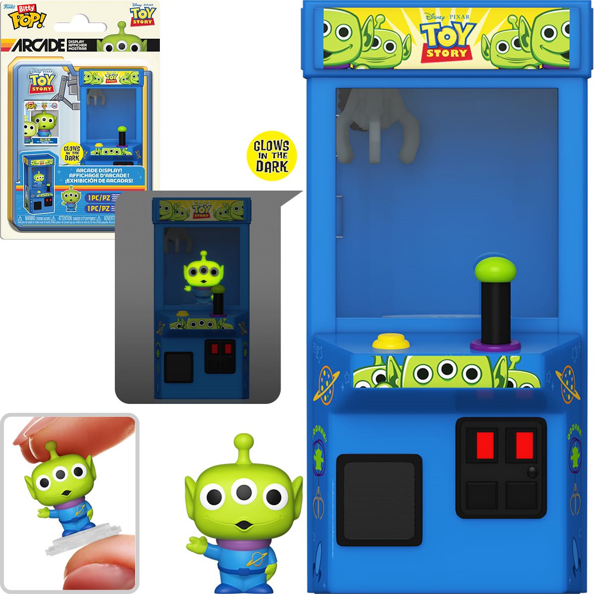 Funko Bitty Pop! Toy Story Alien Claw Glow-in-the-Dark 8-Bit  Arcade Cabinet